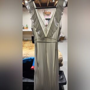 Lulu's Cream Maxi Dress with Ruffle Detail - new with tags